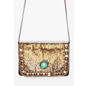 Kimchi Blue Black Faux Leather Bag w/ Gold Sequin